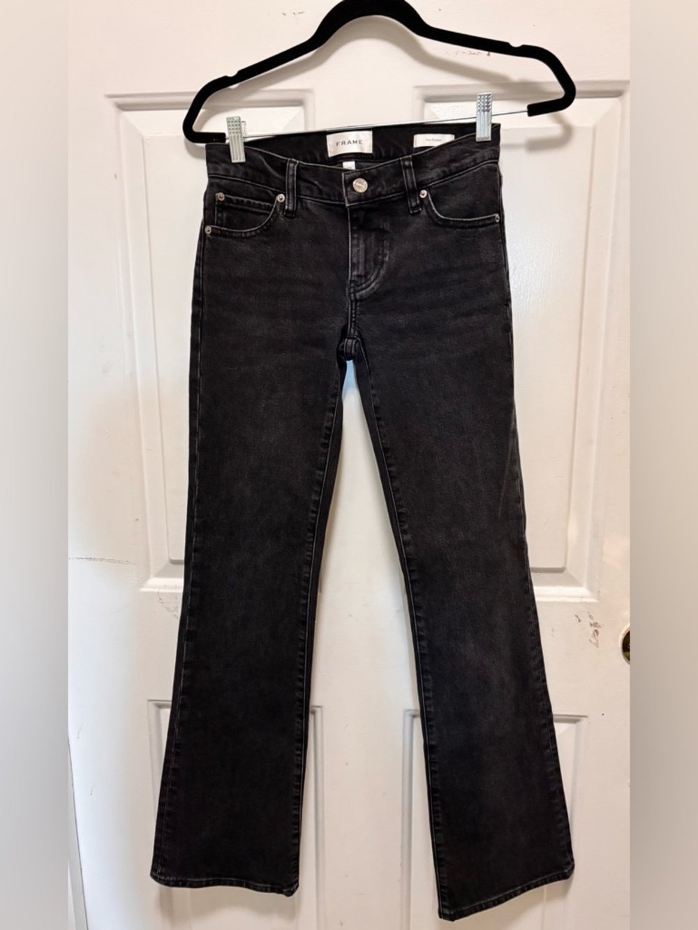 Frame The Rodeo Denim Black Boot Cut Low Rise Jeans Size 23